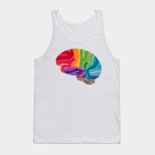 Embroidered Look - Rainbow Brain Tank Top